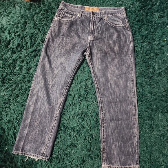 Southpole Premium Jeans Mens 38x30 Cross Embroidered Distressed Hem Denim - Picture 2 of 9